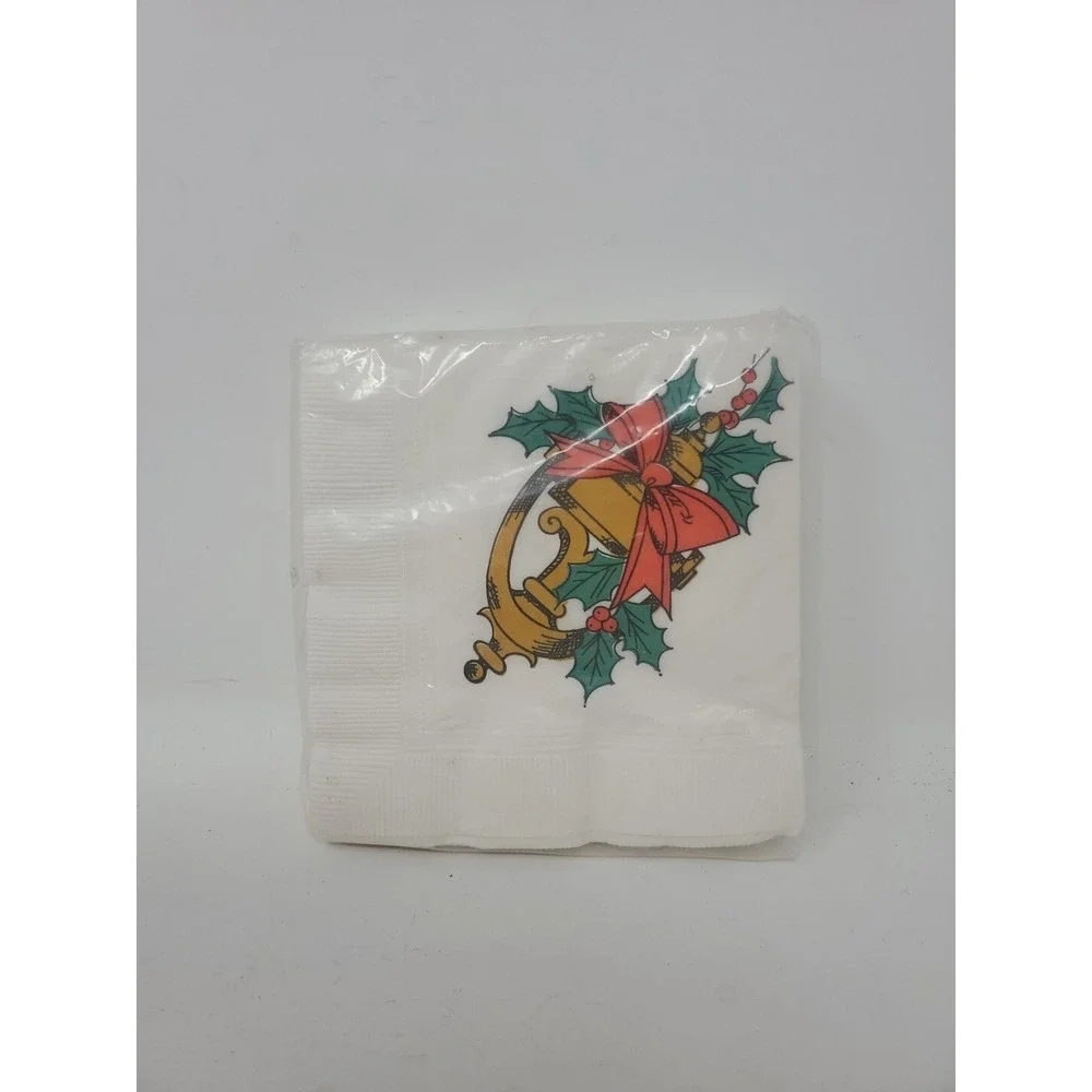 Vintage Christmas Napkins Holly Berry Door Knocker 24 10x10 Reeds Rembrandt